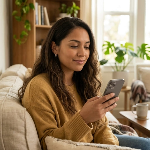 HIV-negative patient checking PrEP adherence reminder on smartphone