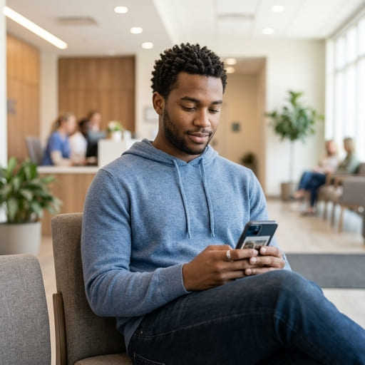 HIV care patient waiting for PrEP follow-up appointment at a sexual health clinic