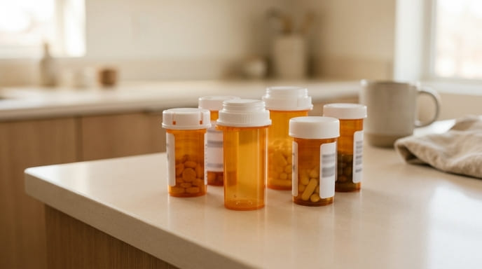 Empty PrEP prescription bottle representing missed HIV prevention medication refill