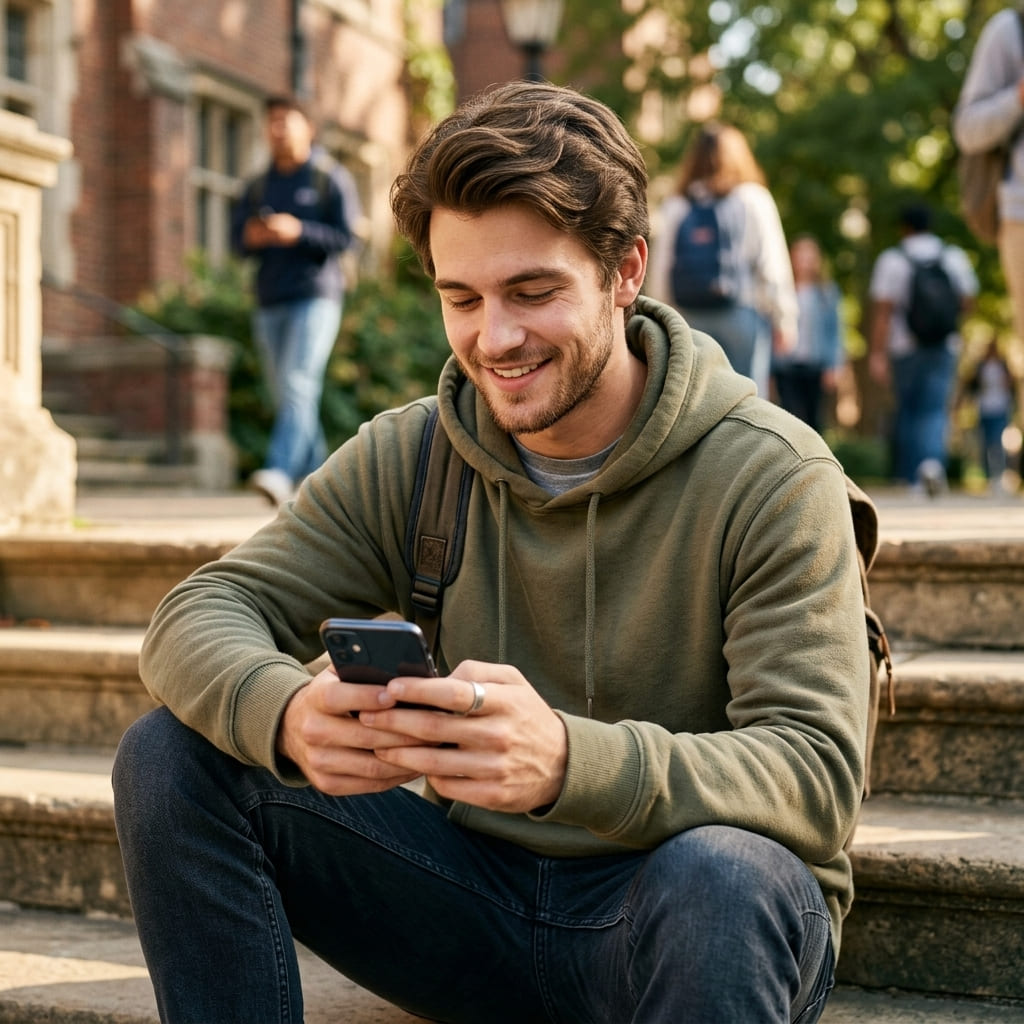 College student privately asking questions about consent and sexual health