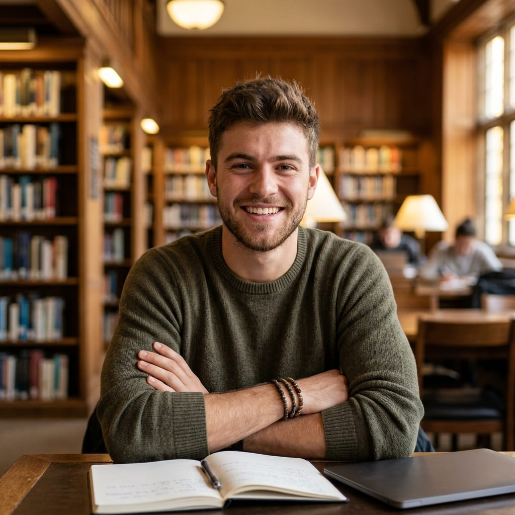 Male college student using private AI support for sexual health questions